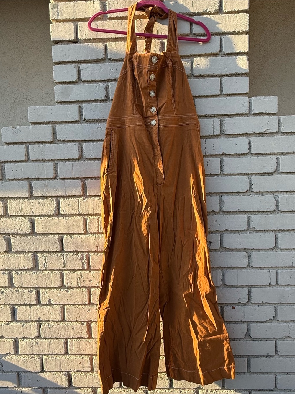 Anthropologie Maeve Colette Overall Romper in Rust Brown - Size US 16